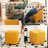 Square Corduroy Yellow Stool, Comfortable For Foot Placement, High Resilience And Versatile Function In Home Fabric Rest, Smooth, Multi - Use Various Spaces, Stable-630676203