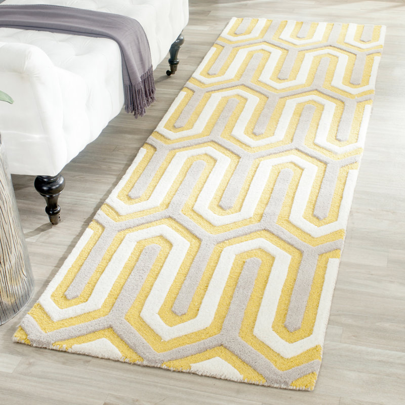 Ellicott Hand Tufted Wool Geometric Rug, Runner 2'6" x 8'