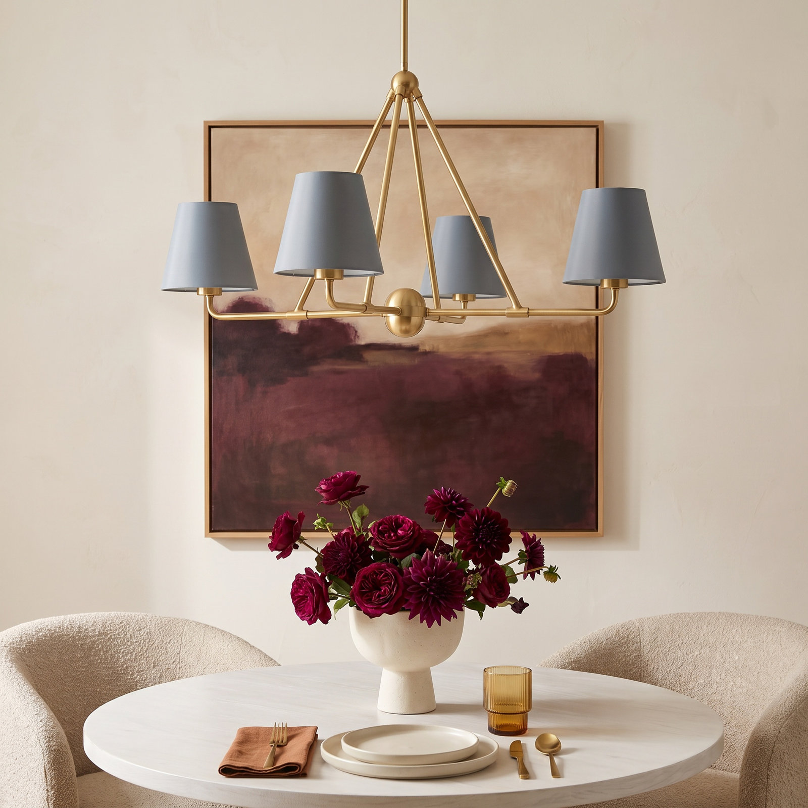 Kinston 4-Light Chandelier, Gold, Blue