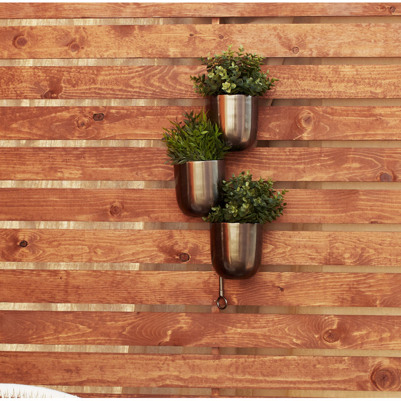 Set of 3 Metallic Silver Iron Hanging Wall Planters