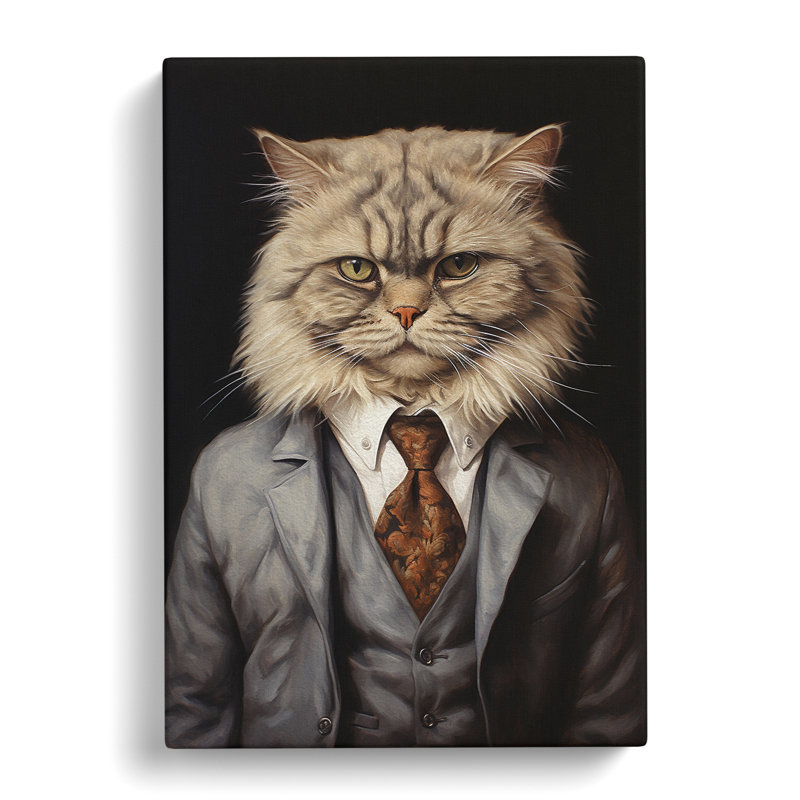 Persian Cat in a Suit Painting No.2 - Wrapped Canvas, 50cm H x 35cm W x 3cm D