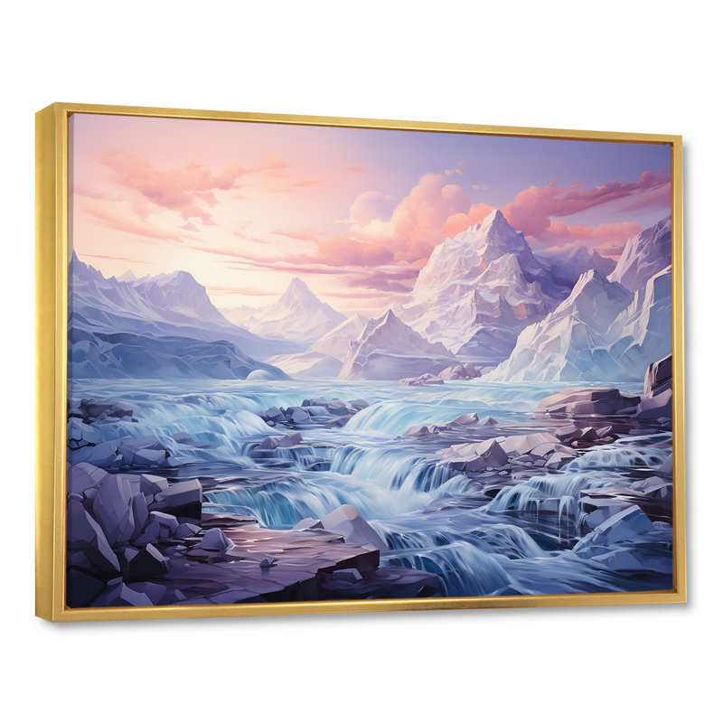 Paysage de Kawaii en Alaska II, Cadre flottant doré, H 24 po x l 32 po x P 1 po