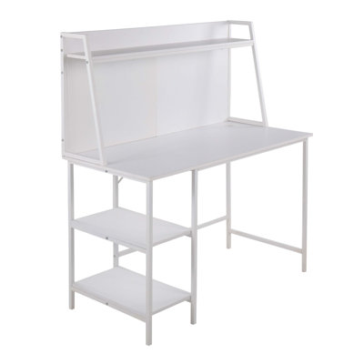 Shelf Contemporary Desk In White Steel And White Wood