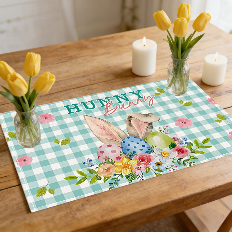 Napperon de Pâques avec motif de lapins de fleurs, A