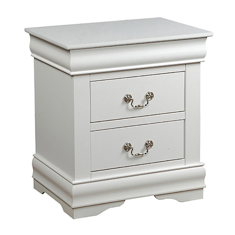 Table de chevet 2 tiroirs, Blanc
