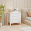 Commode à 3 tiroirs pour chambre à coucher, commode en bois avec base festonnée, meuble de rangement avec poignées rondes, table de chevet pour chambre d'enfant, chambre de bébé