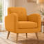 Chaise d'appoint en lin jaune avec pieds en bois massif naturel