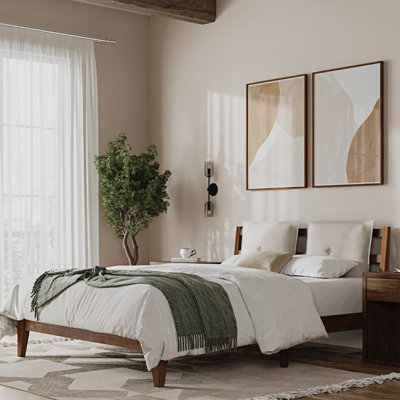 Goggin Solid Wood Bed with Removable Plush Pillow Headboard