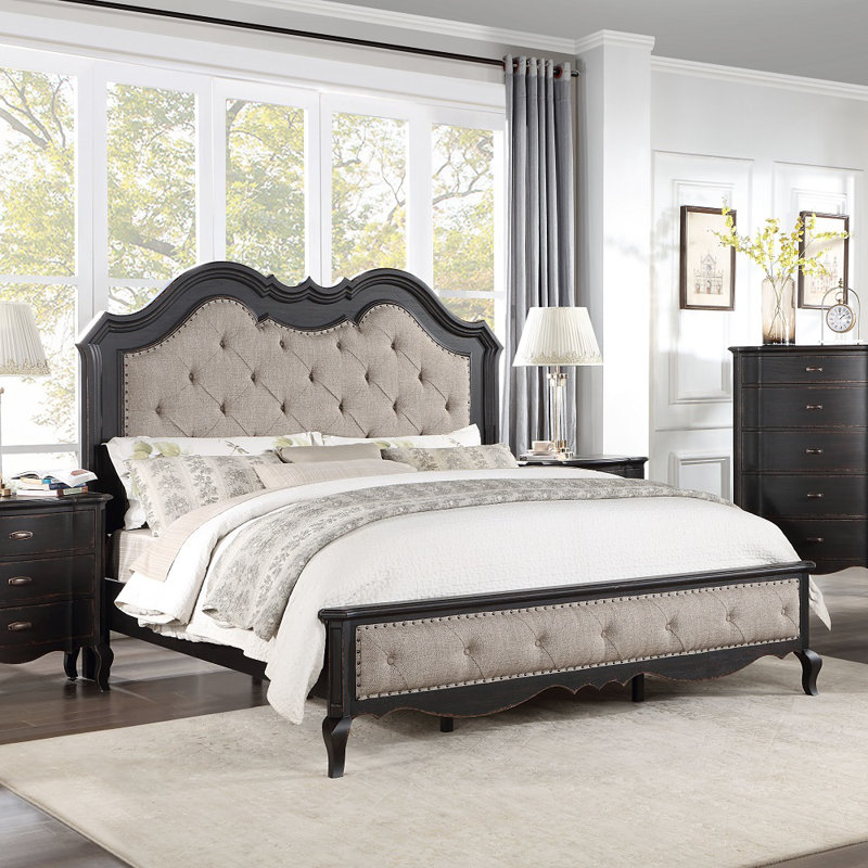 Speers Eastern Bed, Queen, Beige/Antique Black