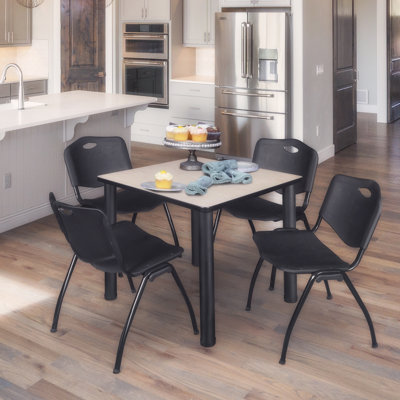 Kee Square Breakroom Table Top, 4 M Stack Chairs
