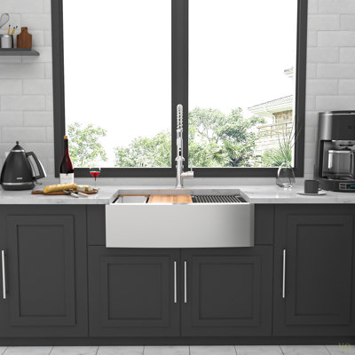 36 Farmhouse Sink Workstation - 36*22*10 Inch Kitchen Sink Stainless Steel 16 Gauge Apron Front Kitchen Sink