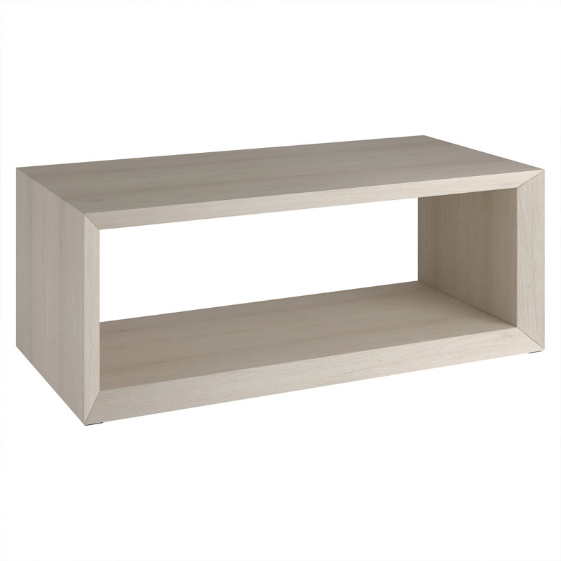 Samuelson Faux Wood Coffee Table With Shelf, 18" H x 48" L x 23.38" W, Alder White