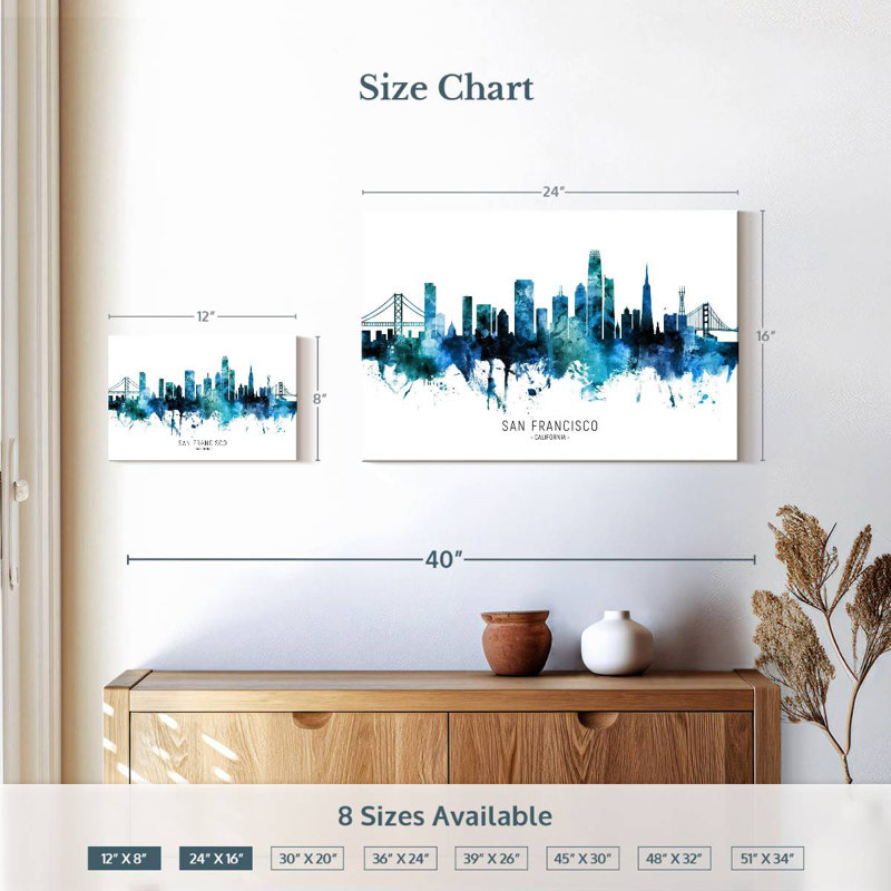 Sireci San Francisco California Skyline III, 16" H x 24" W