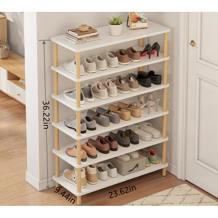 40/60/80CM Tall Skinny Shoe Organizer Thick Bamboo Material Shoe Shelves  Space Saving Free Stacking