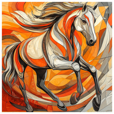 Abstract Running Horse Shower Curtains Extra Long