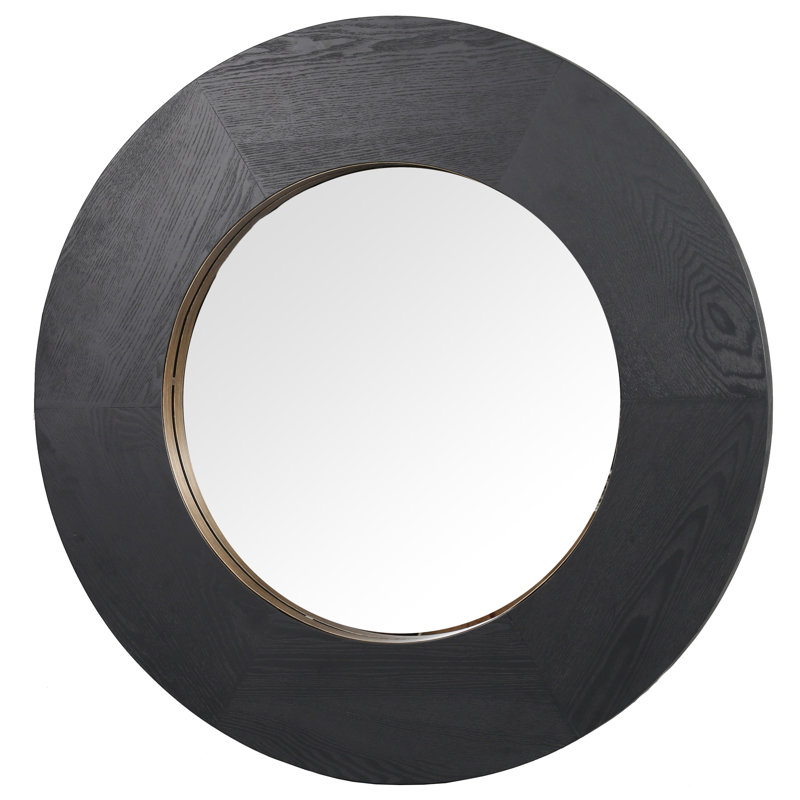 Netta Round Wood Mirror, Black