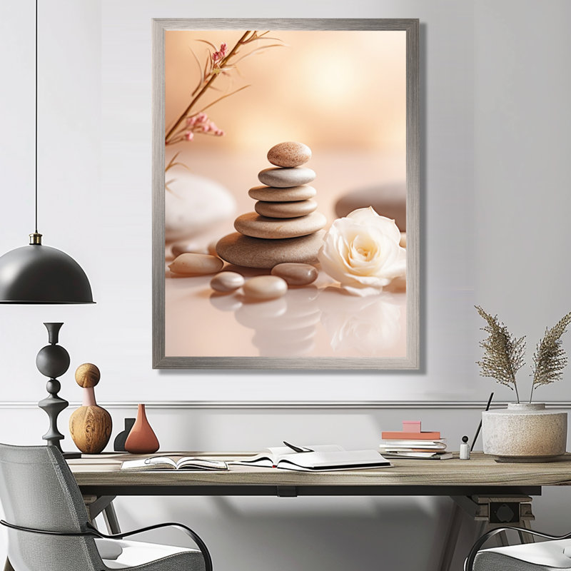 Spa Serenity Zen Stones délicat équilibre Cairn I - art mural en pierre spirituelle, H 32 po x l 24 po x P 1 po