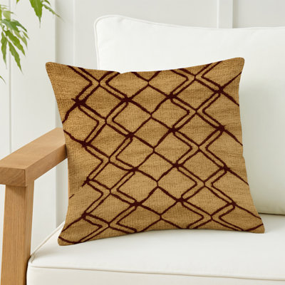 Coussin décoratif intérieur et extérieur brun Trellis