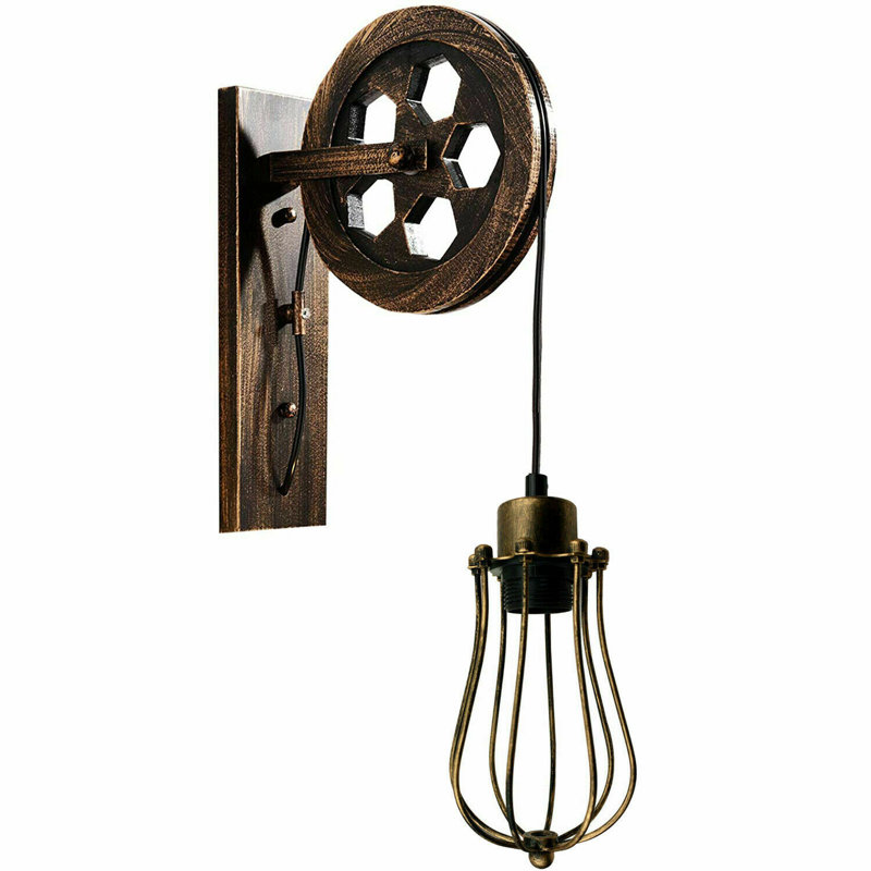 Leeper Solid Wood Armed Sconce, Brushed Copper