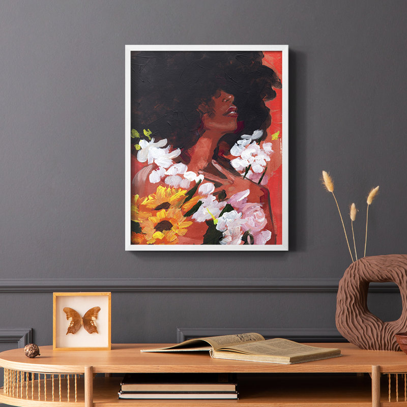 «Through the Flowers II», reproduction encadrée - bois massif