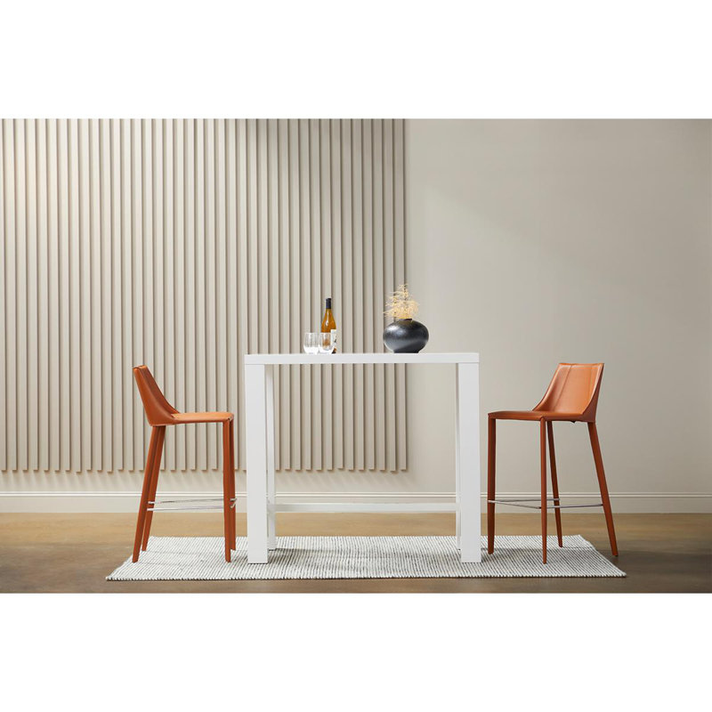Carramar Upholstered Counter Stool with Metal Frame, Orange, Bar Stool (30" Seat Height)