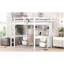 Lit mezzanine double avec bureau, armoires, tiroirs et plateau de chevet, station de charge, blanc-512699976