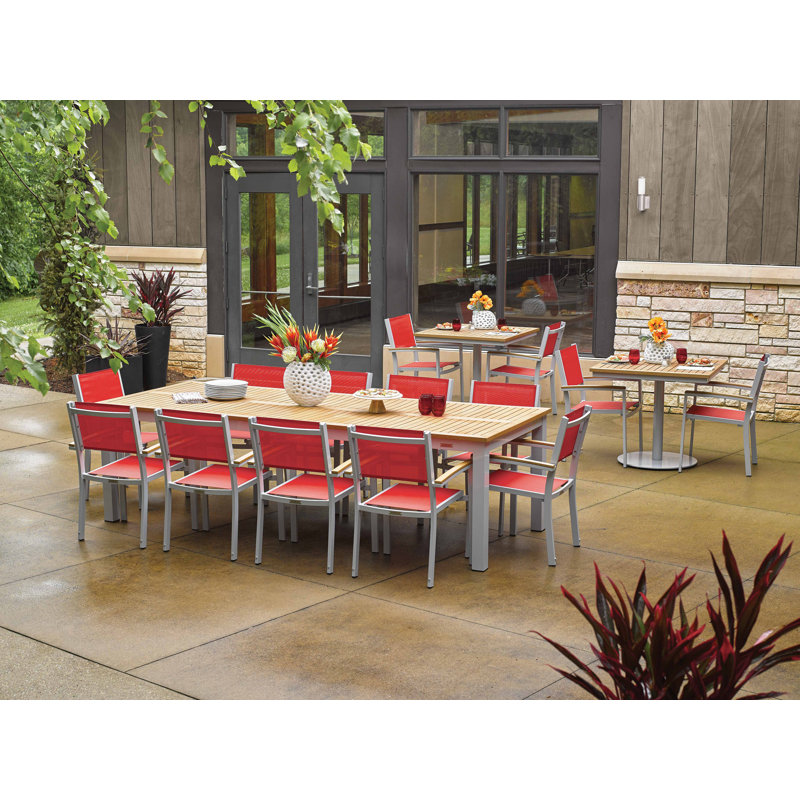 Travira Stacking Patio Arm Chair, Red, Tekwood vintage, Flint