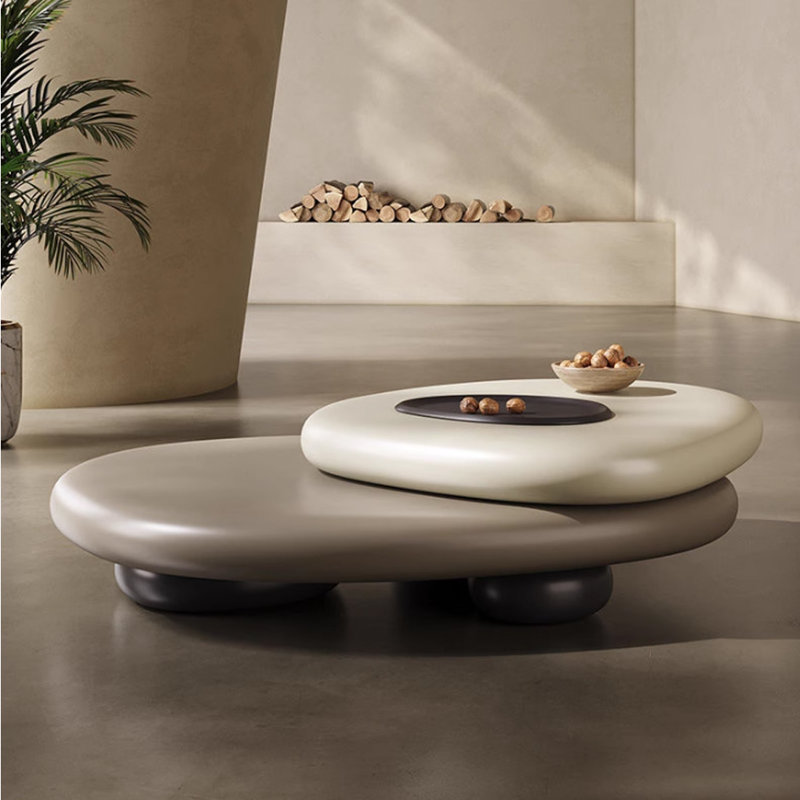 Creative Pebble-Shaped Swivel Coffee Table