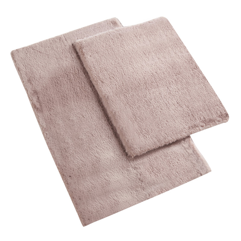 Rosenda Faux Fur Non-slip Bath Mat, Blush