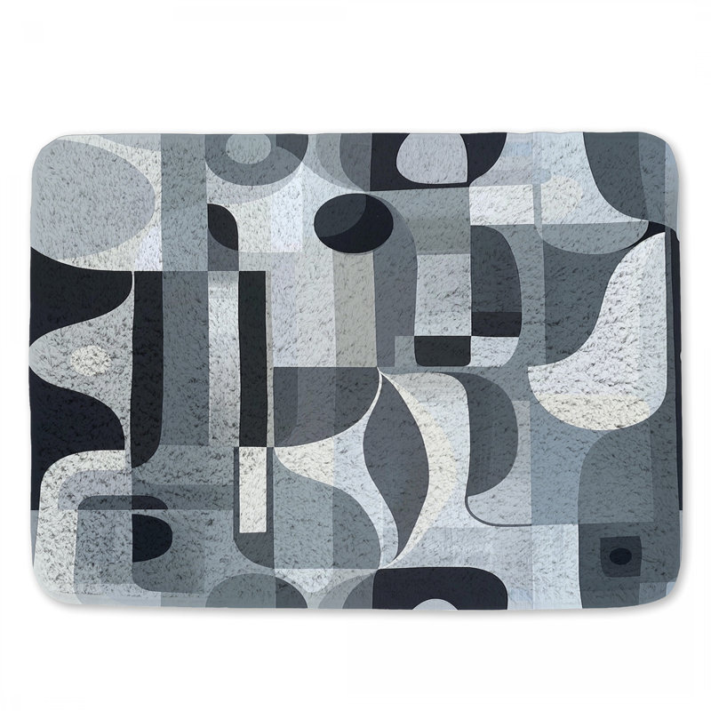 Geometric Bath Mat Abstract Bathroom Decor Minimalist, 24" L x 17" W