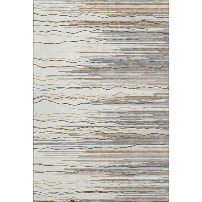 Premium Machine Washable Lyndhurst AMF996 Stripes Rug