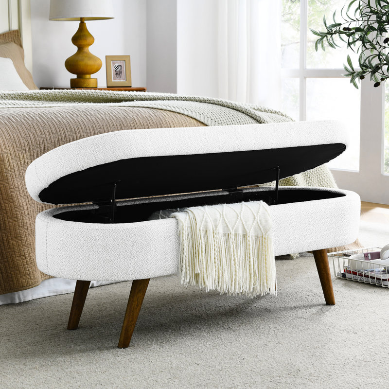 Oval Linen With Rubber Wood Legs For Home Use - White Room Decoration, White