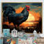 «Sunset Roosters Farmyard II», art mural coq-388362523-388362721