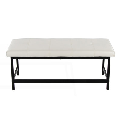 Stylish Faux Leather Bench With Metal Leg