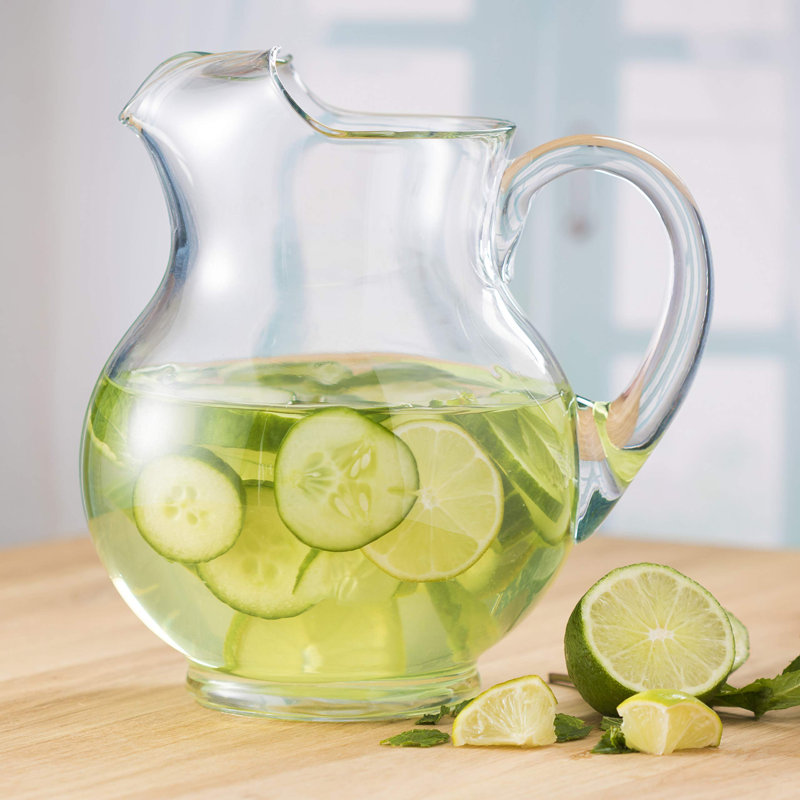Ensemble de grands pichets en verre transparent de 2 oz de 89 oz avec poignée, grand pichet moderne pour thé glacé, punch et plus