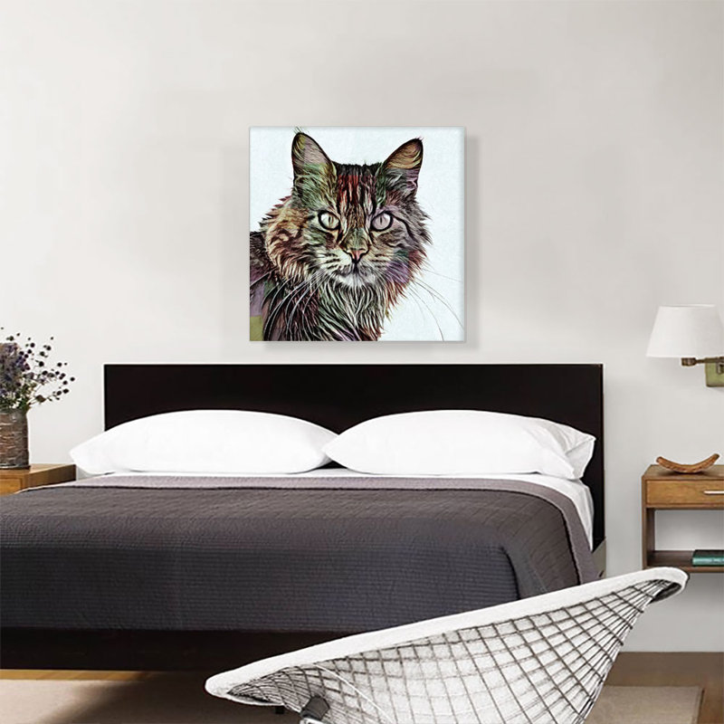 Reproduction d'art graphique sur toile Maine Coon, H 26 po x l 26 po x P 0,75 po