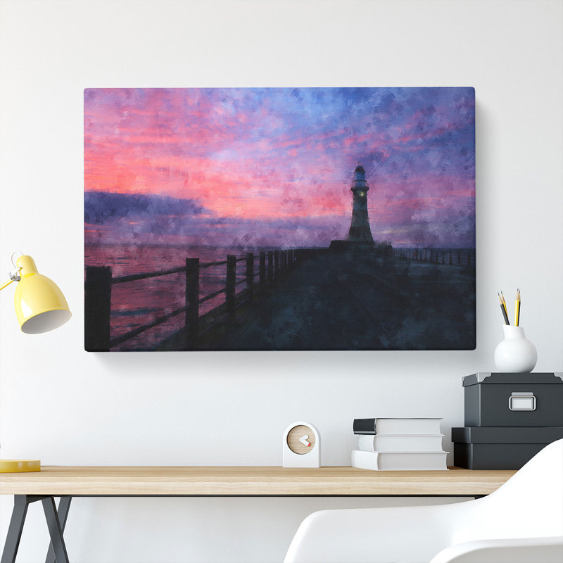 Lighthouse At Sunset - Wrapped Canvas, 40cm H x 60cm W x 3cm D