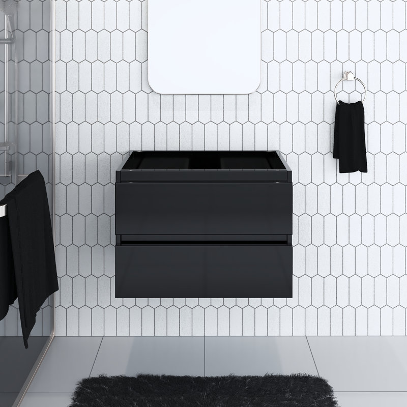 Salt 29.5'' Single Bathroom Vanity Base Only, Glossy Black