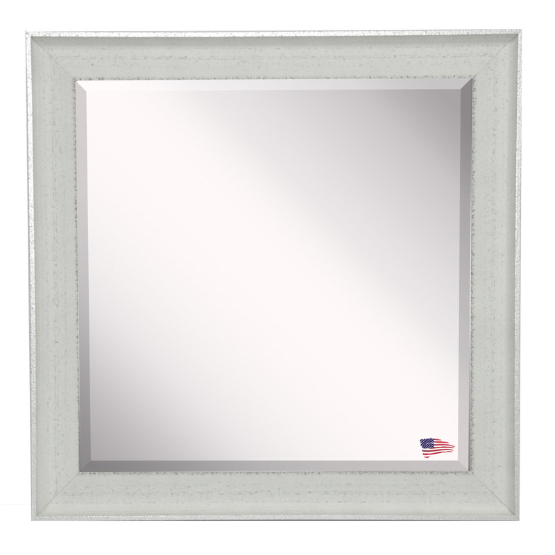Wood Flat Wall Mirror, 31" H x 25" W