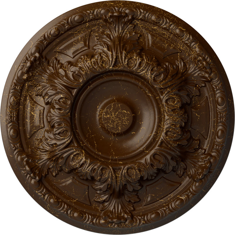 Médaillon de plafond H 2 1/2 po x l 23 3/8 po x P 2 1/2 po Granada, Craquelure racinette, H 19 po x l 19 po x P 2,5 po