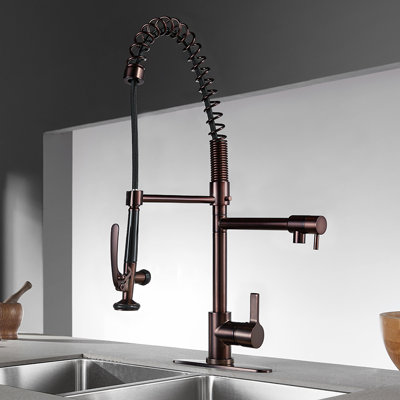 Kingston Brass Continental Single-Handle 1-Hole Deck Mount Pre-Rinse Kitchen Faucet