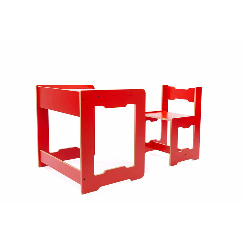 Ensemble de table pour enfants (1 table et 1 chaise), rouge et blanc, 22,0 x 21,7 x 17,7 pouces | 100% panneau de fibres à densité moyenne, épaisseur: 0,5 pouce | Conception moderne, parfaite pour les salles de jeux et les espaces d'apprentissage