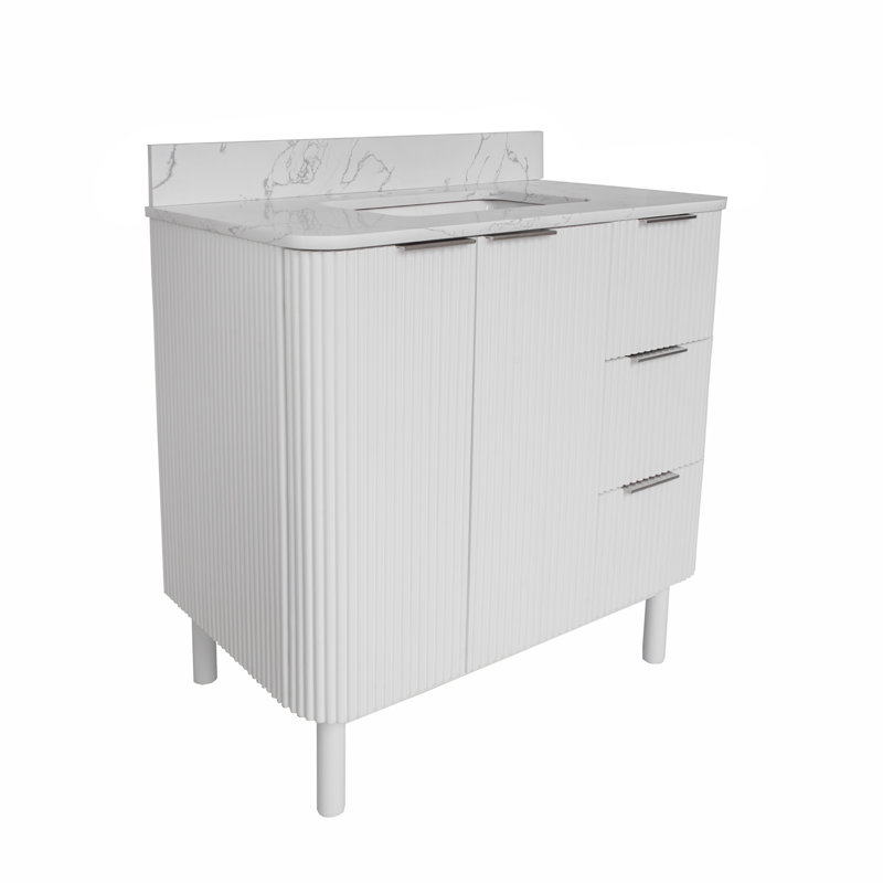 Belwood 36" Bathroom Vanity, Brushed Nickel, Engineered Marble