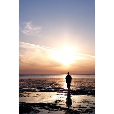 Lonely Man Silhouette - Wrapped Canvas Print