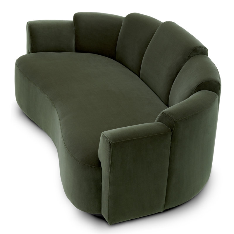 Sofa Marbella Torrin Green Velvet, 28.74" H x 76.38" W x 39.76" D