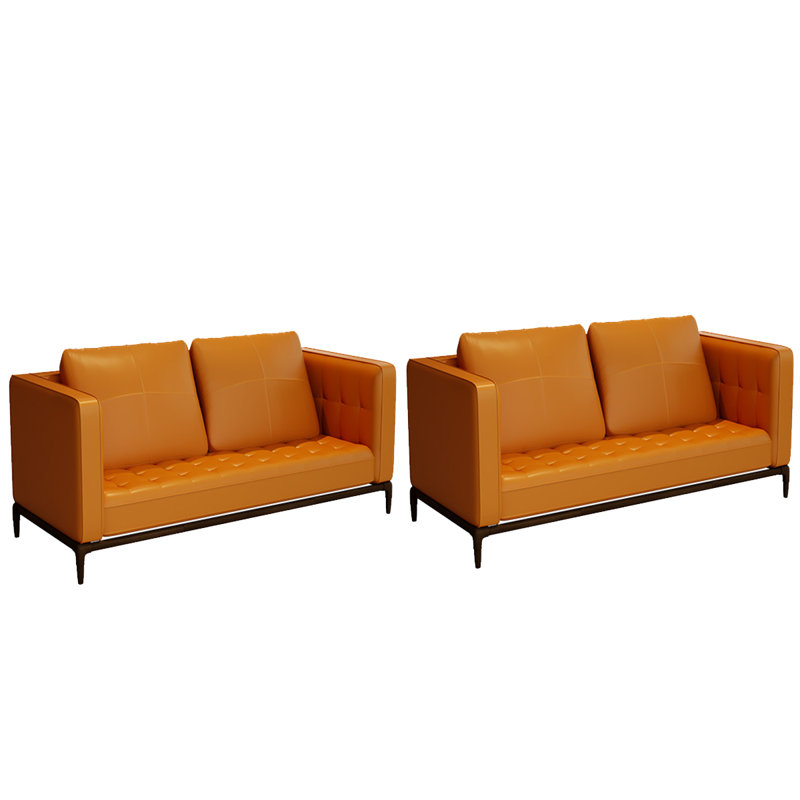 Ensemble de canapé rembourré orange en similicuir