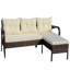 Ensemble de canapé modulaire en rotin de rotin 2 pièces, coussins de siège beige