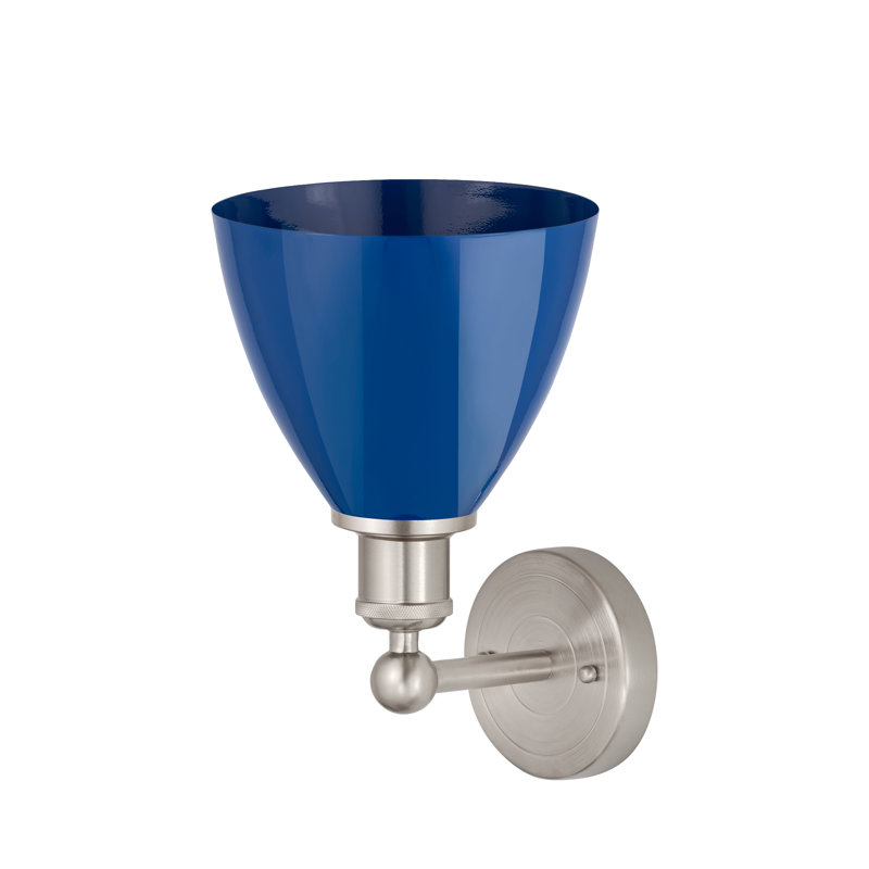 Applique murale en acier Arpita, Nickel satiné, Bleu