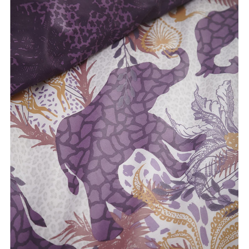 56 TC Reversible Duvet Cover Set, Super King Duvet Cover + 2 Standard Pillowcases, Plum