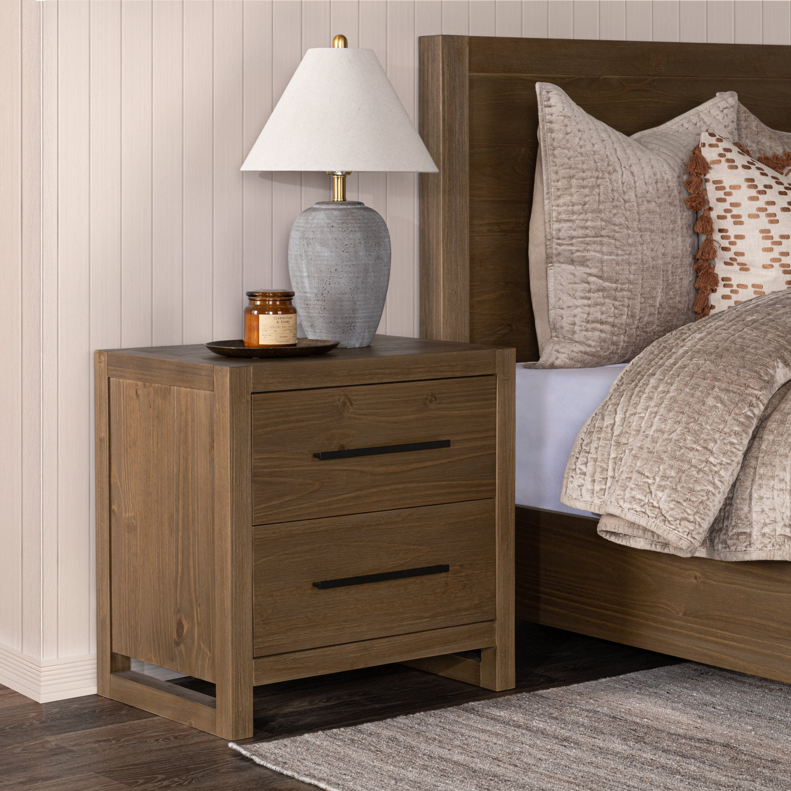 Modica Pine Nightstand, Honey Brown